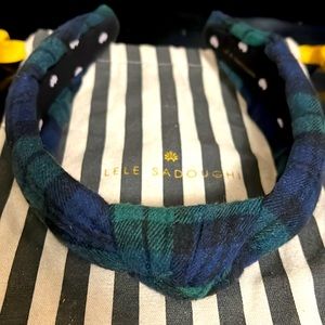 Lele Sadoughi Blackwatch Plaid Knotted Headband